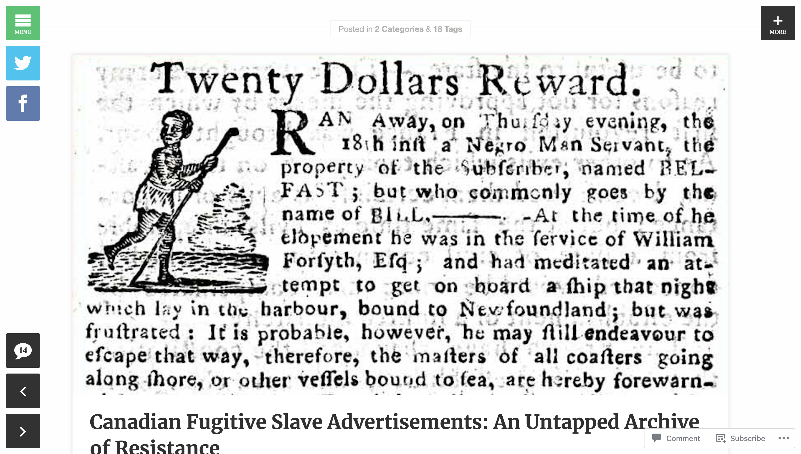 Canadian Fugitive Slave Advertisements